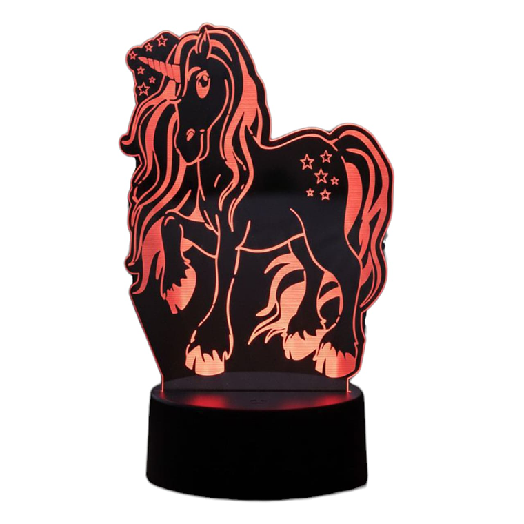 Lampara 3D Unicornio Estrellas de 7 colores 2