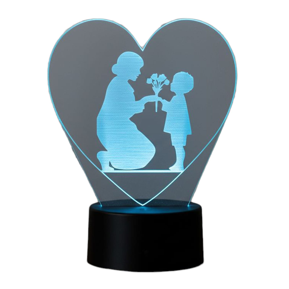 Lampara 3D Madre e Hijo Flores de 7 colores