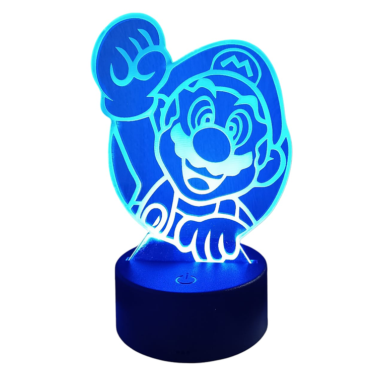 Lampara Touch 3D Mario Puño 7 colores 3