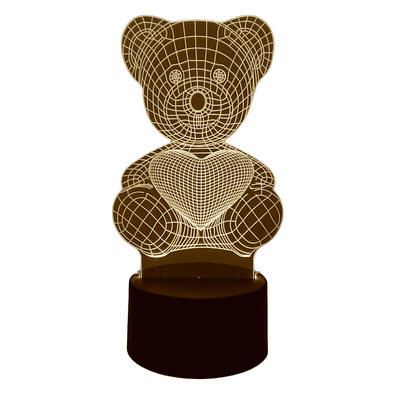 Lampara 3D Oso corazón de 7 colores