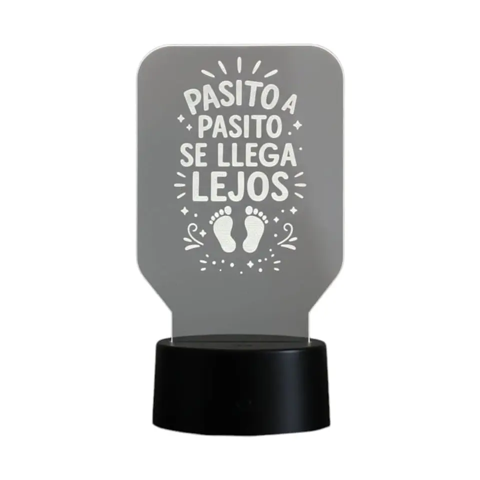 Lampara 3D Frase: Pasito a pasito de 7 colores 3