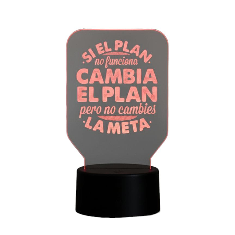 Lampara 3D Frase: Si el plan no funciona de 7 colores
