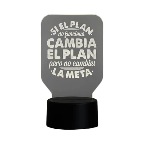 Lampara 3D Frase: Si el plan no funciona de 7 colores