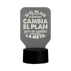 Lampara 3D Frase: Si el plan no funciona de 7 colores
