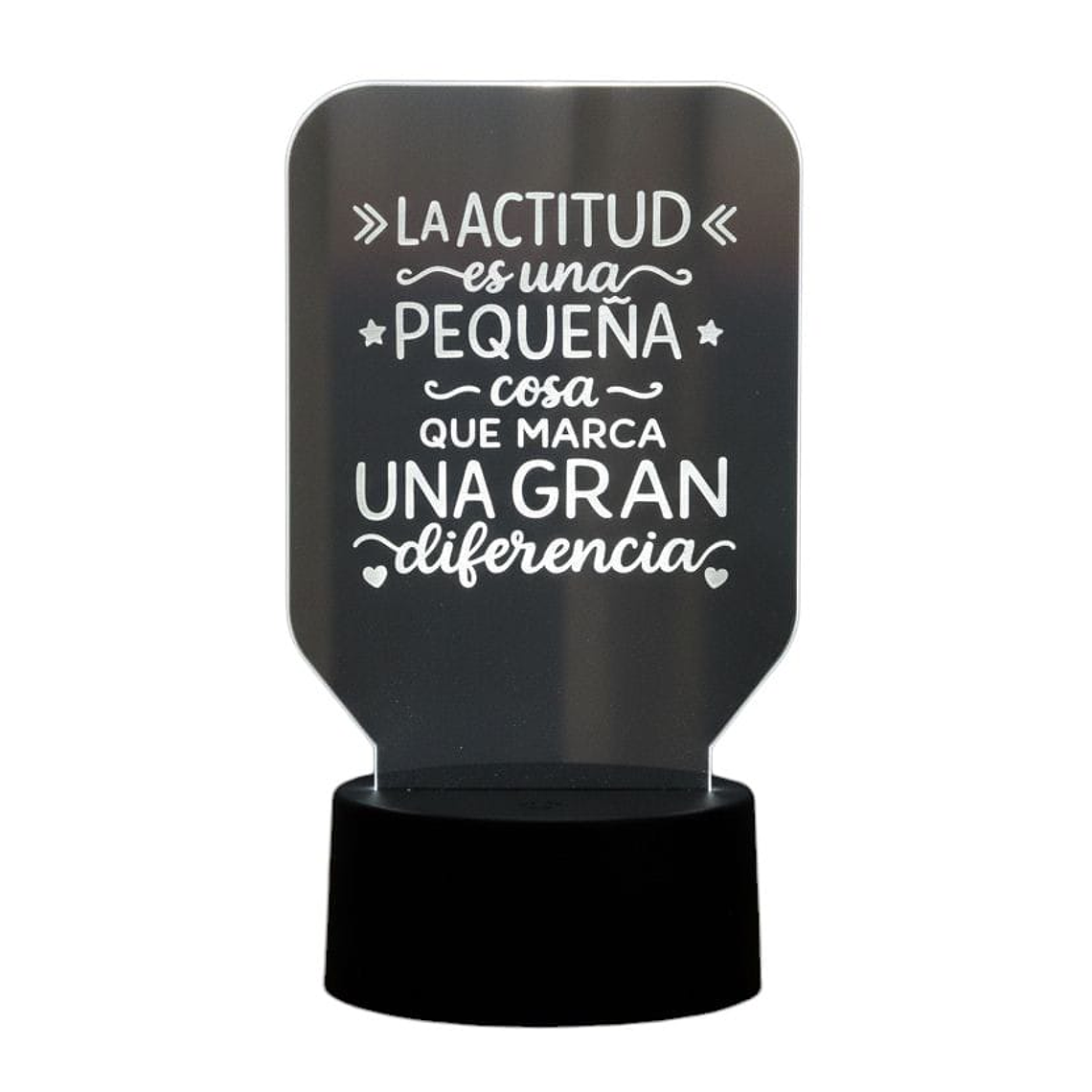 Lampara 3D Frase: La actitud es una pequeña de 7 colores 3