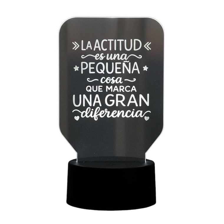 Lampara 3D Frase: La actitud es una pequeña de 7 colores 3