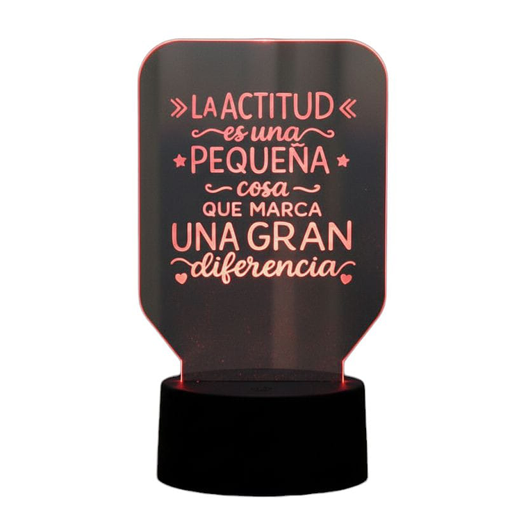 Lampara 3D Frase: La actitud es una pequeña de 7 colores 2