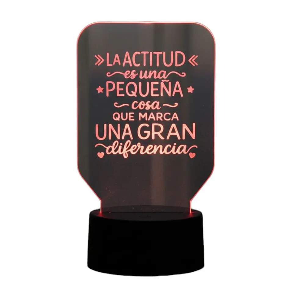 Lampara 3D Frase: La actitud es una pequeña de 7 colores 2