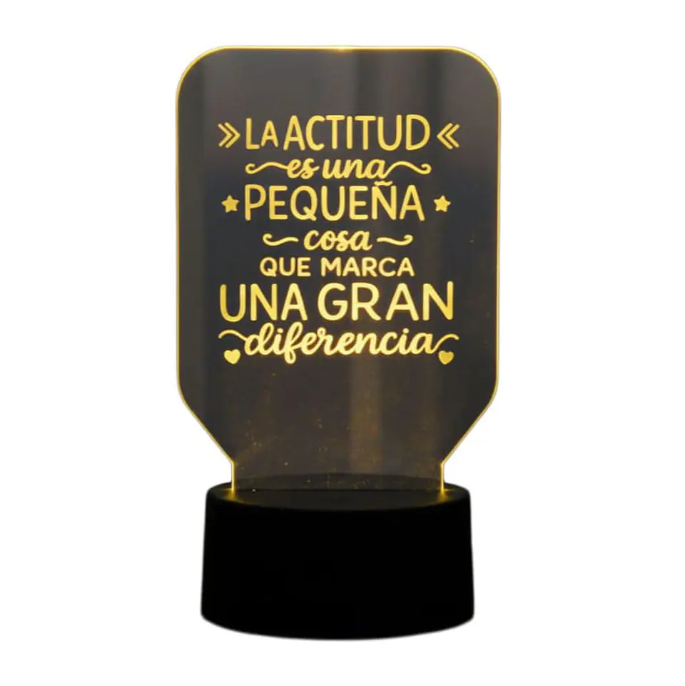 Lampara 3D Frase: La actitud es una pequeña de 7 colores 1