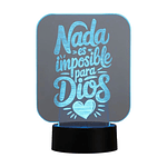 Lampara 3D Frase: Nada es imposible para Dios de 7 colores