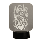 Lampara 3D Frase: Nada es imposible para Dios de 7 colores