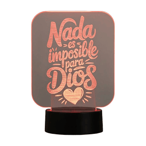 Lampara 3D Frase: Nada es imposible para Dios de 7 colores