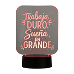 Lampara 3D Frase: Trabaja duro de 7 colores