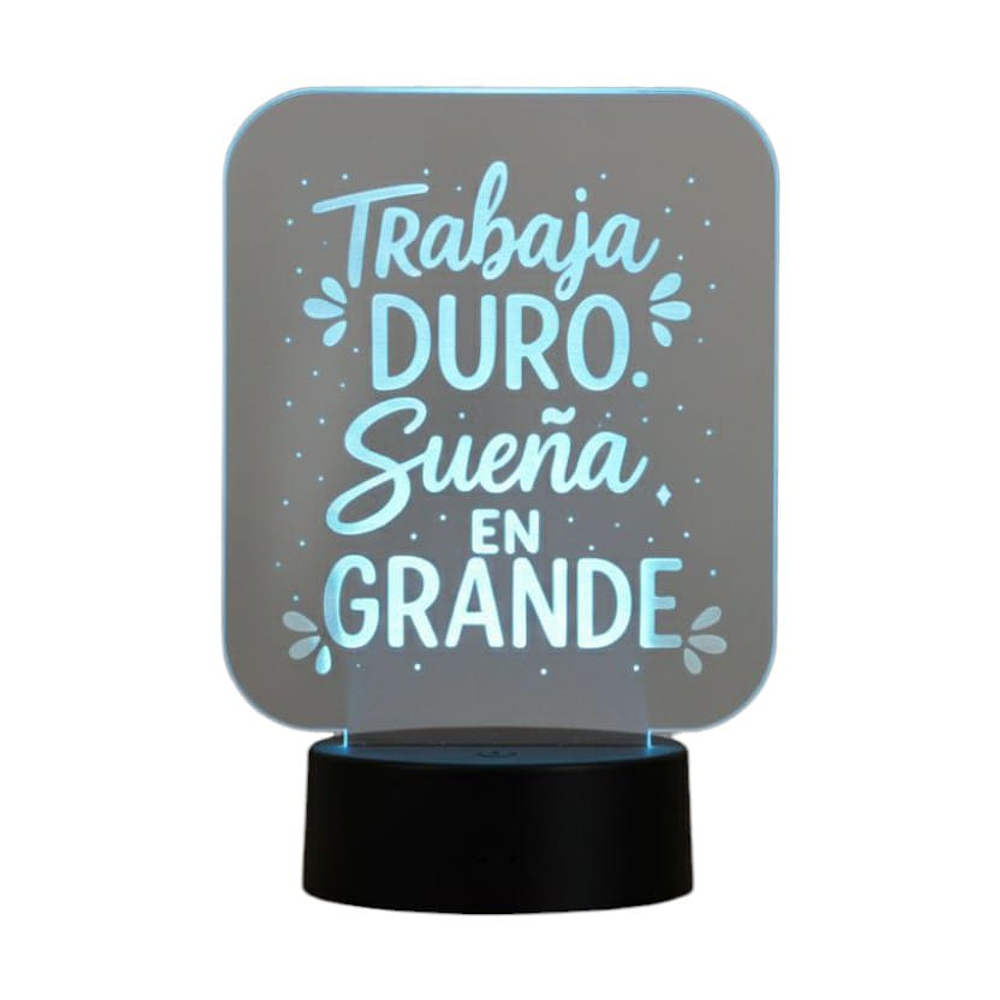 Lampara 3D Frase: Trabaja duro de 7 colores