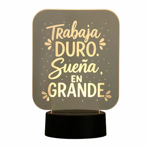 Lampara 3D Frase: Trabaja duro de 7 colores