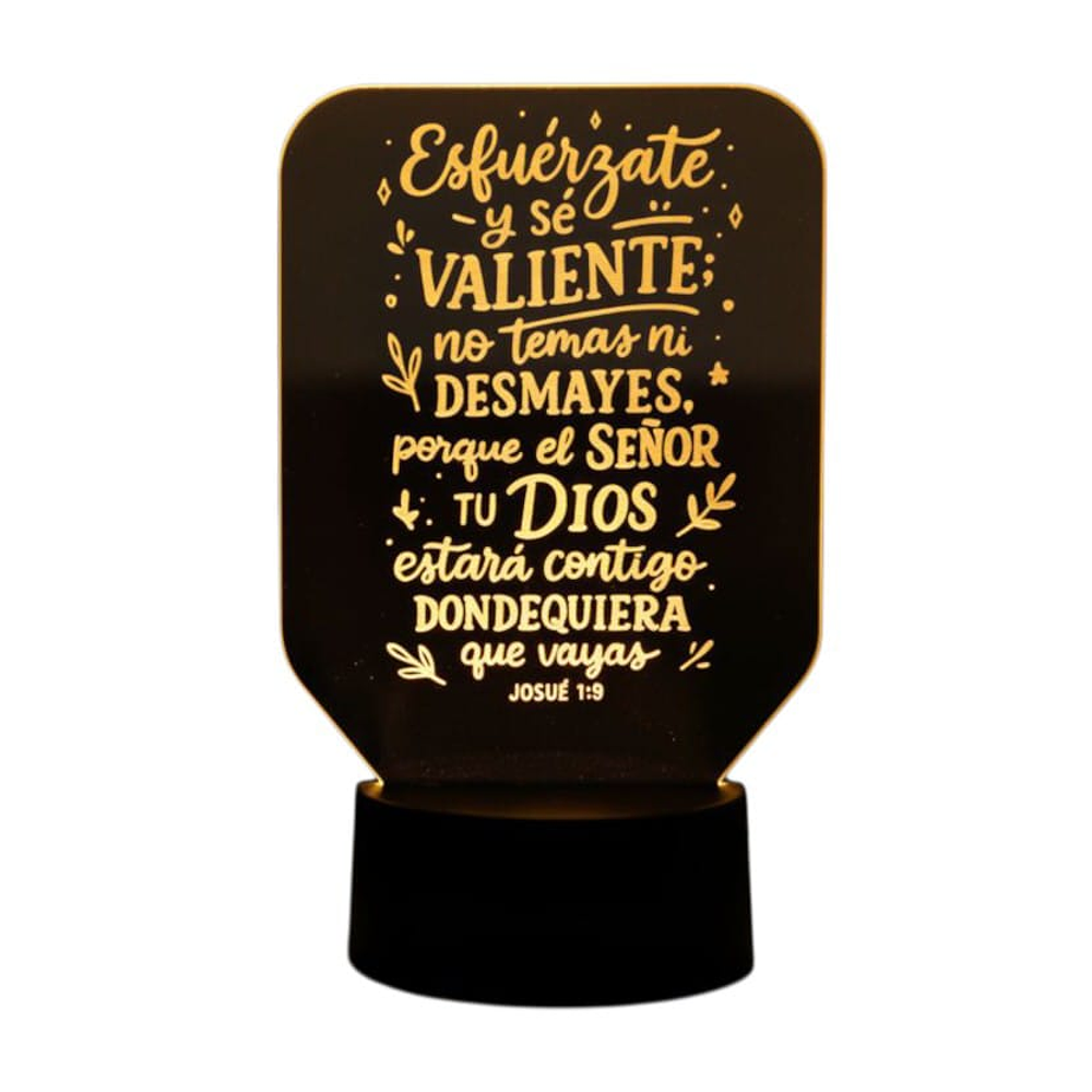 Lampara 3D Frase: Esfuérzate y sé valiente de 7 colores