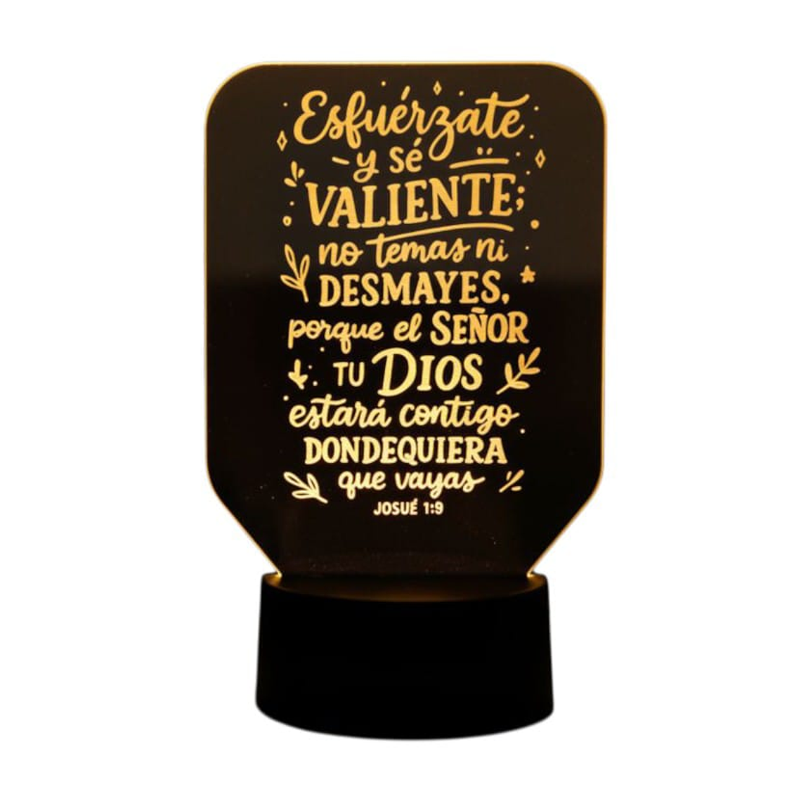 Lampara 3D Frase: Esfuérzate y sé valiente de 7 colores 3