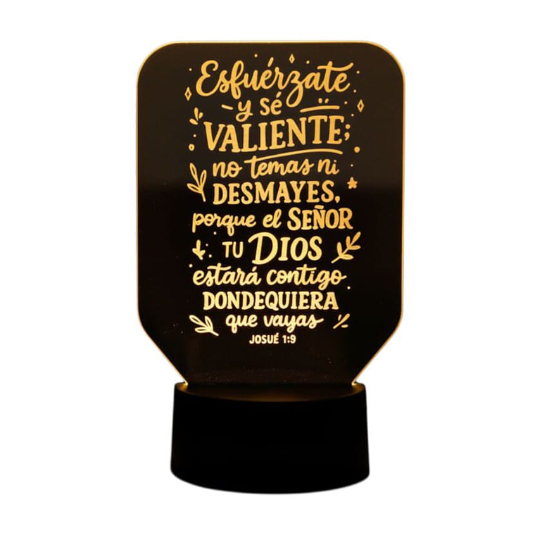 Lampara 3D Frase: Esfuérzate y sé valiente de 7 colores 3