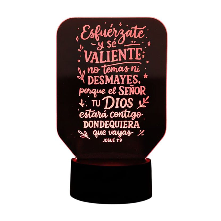 Lampara 3D Frase: Esfuérzate y sé valiente de 7 colores 2