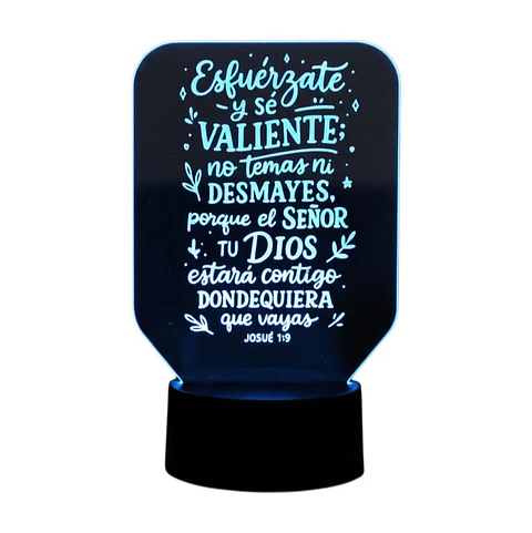 Lampara 3D Frase: Esfuérzate y sé valiente de 7 colores