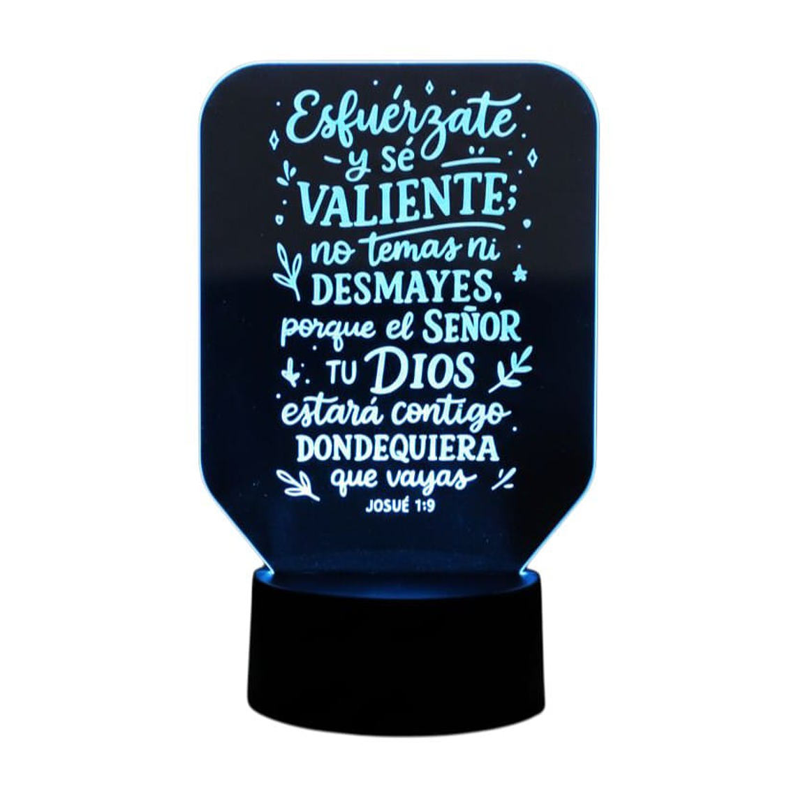 Lampara 3D Frase: Esfuérzate y sé valiente de 7 colores 1