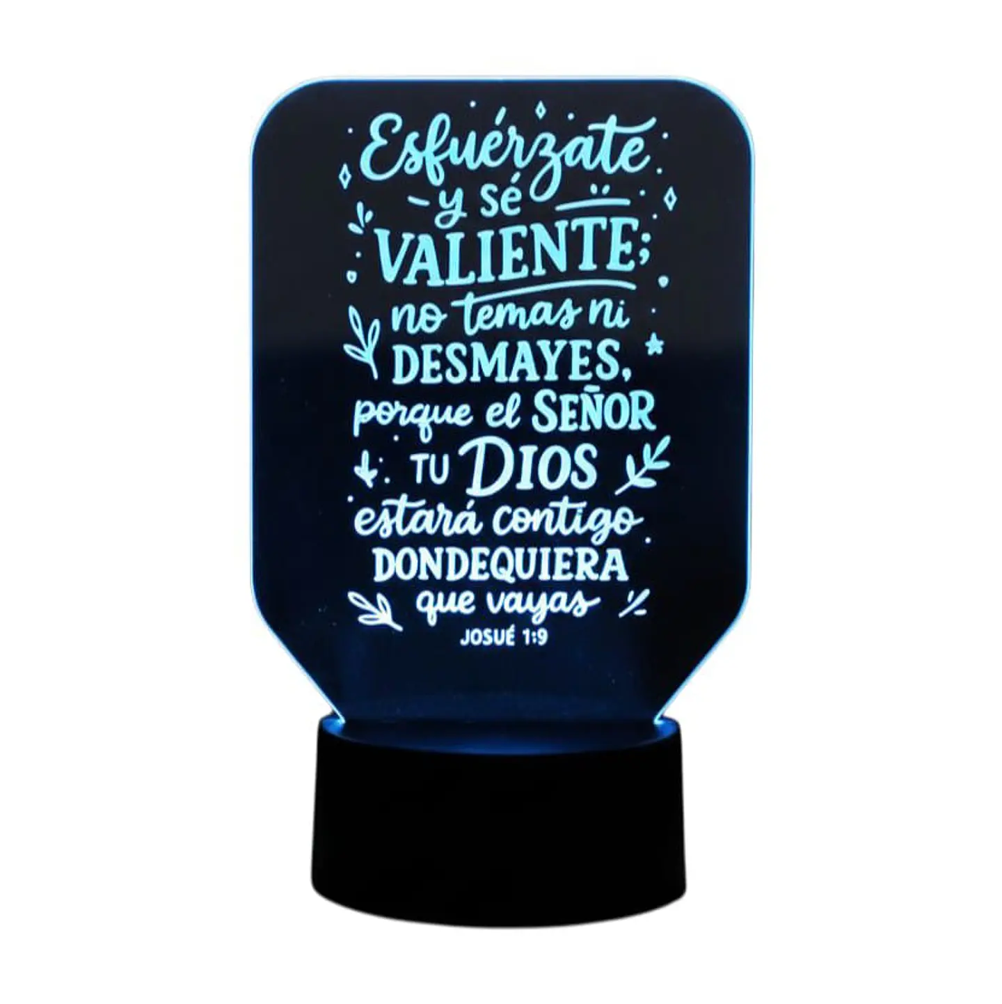 Lampara 3D Frase: Esfuérzate y sé valiente de 7 colores 1