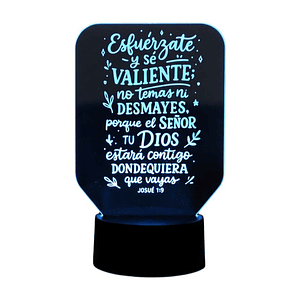 Lampara 3D Frase: Esfuérzate y sé valiente de 7 colores