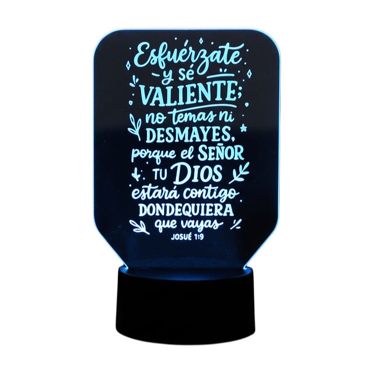 Lampara 3D Frase: Esfuérzate y sé valiente de 7 colores 1