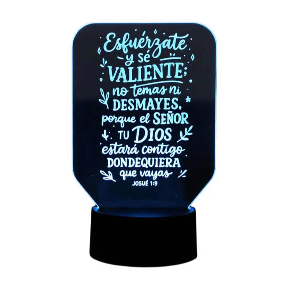 Lampara 3D Frase: Esfuérzate y sé valiente de 7 colores 1