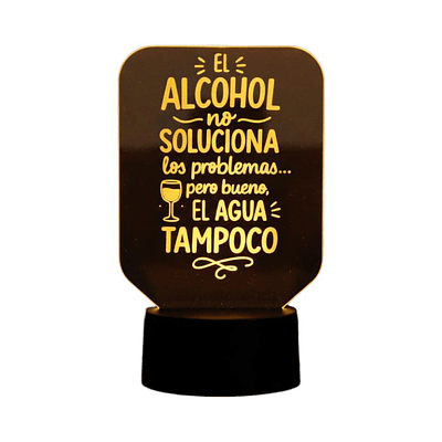 Lampara 3D Frase: El alcohol no soluciona de 7 colores