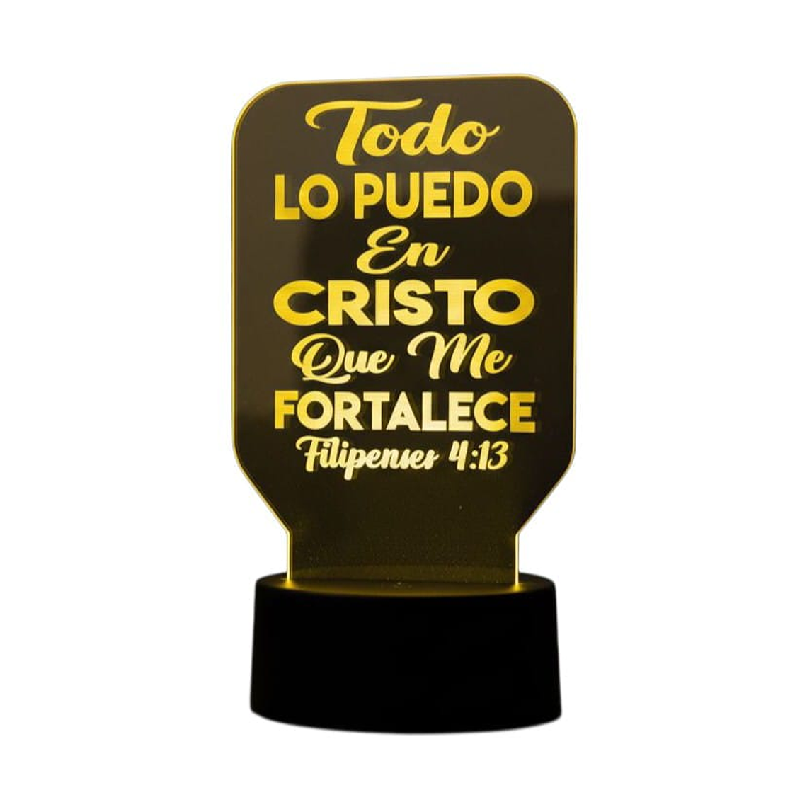 Lampara 3D Frase: Todo lo puedo en Cristo de 7 colores 3
