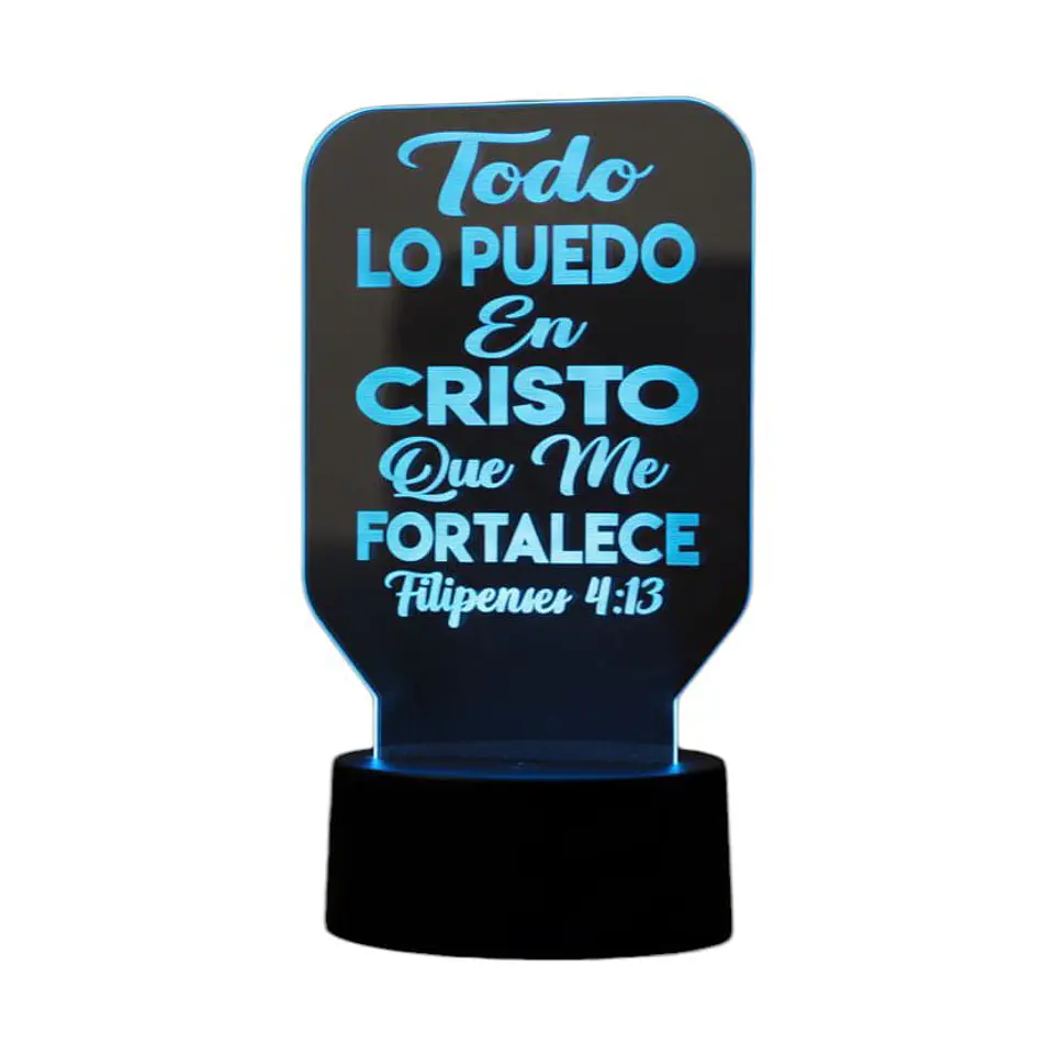Lampara 3D Frase: Todo lo puedo en Cristo de 7 colores 2