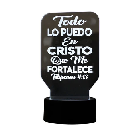 Lampara 3D Frase: Todo lo puedo en Cristo de 7 colores