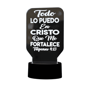Lampara 3D Frase: Todo lo puedo en Cristo de 7 colores