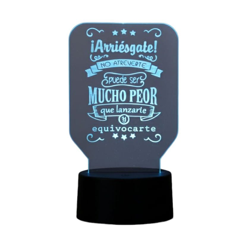 Lampara 3D Frase: ¡Arriesgate! 7 colores