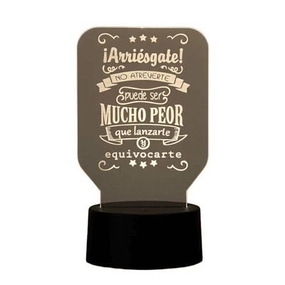Lampara 3D Frase: ¡Arriesgate! 7 colores