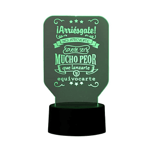 Lampara 3D Frase: ¡Arriesgate! 7 colores