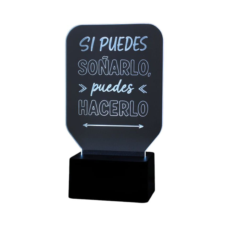 Lampara 3D Frase: Si puedes soñarlo 7 colores 3
