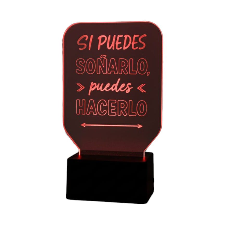Lampara 3D Frase: Si puedes soñarlo 7 colores 2