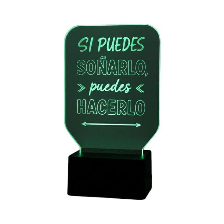 Lampara 3D Frase: Si puedes soñarlo 7 colores 1