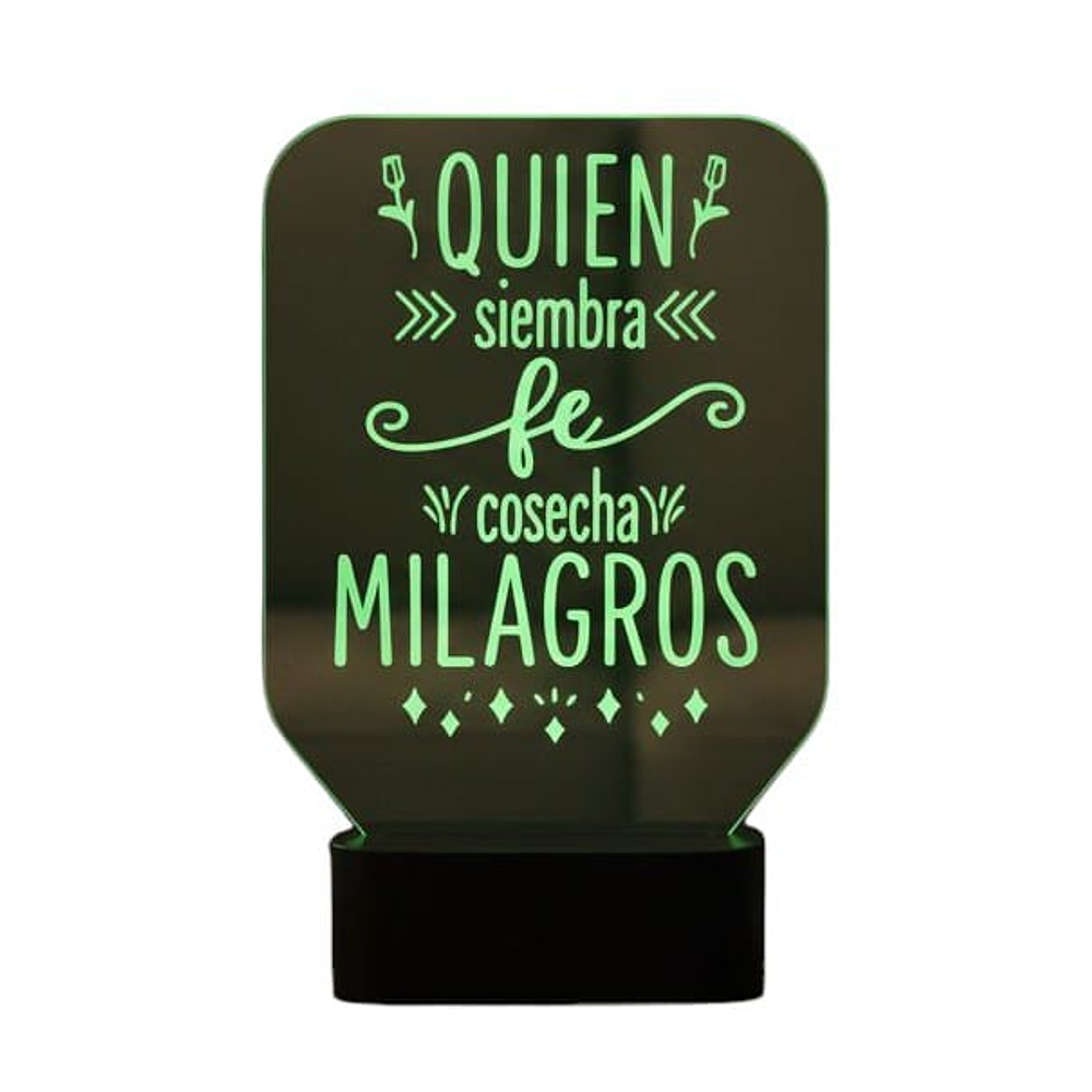 Lampara 3D Frase: Quien siembra fe 7 colores