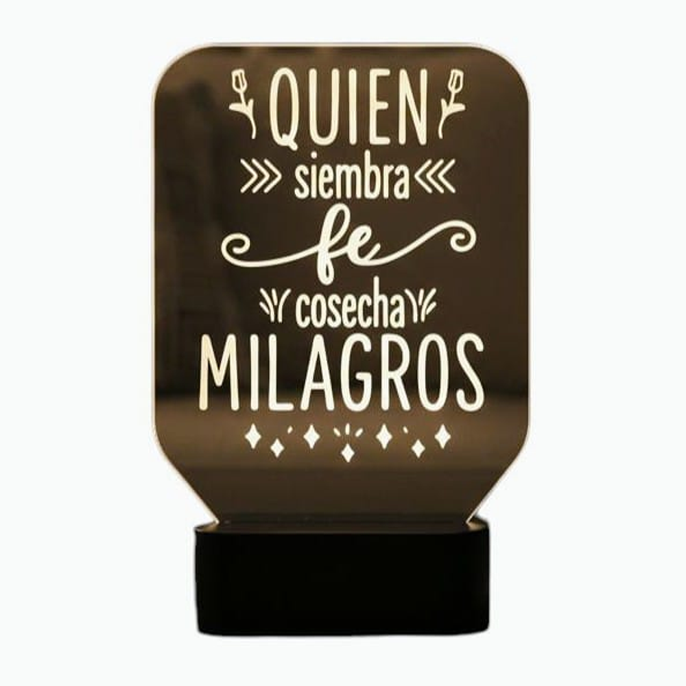 Lampara 3D Frase: Quien siembra fe 7 colores