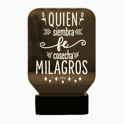 Lampara 3D Frase: Quien siembra fe 7 colores