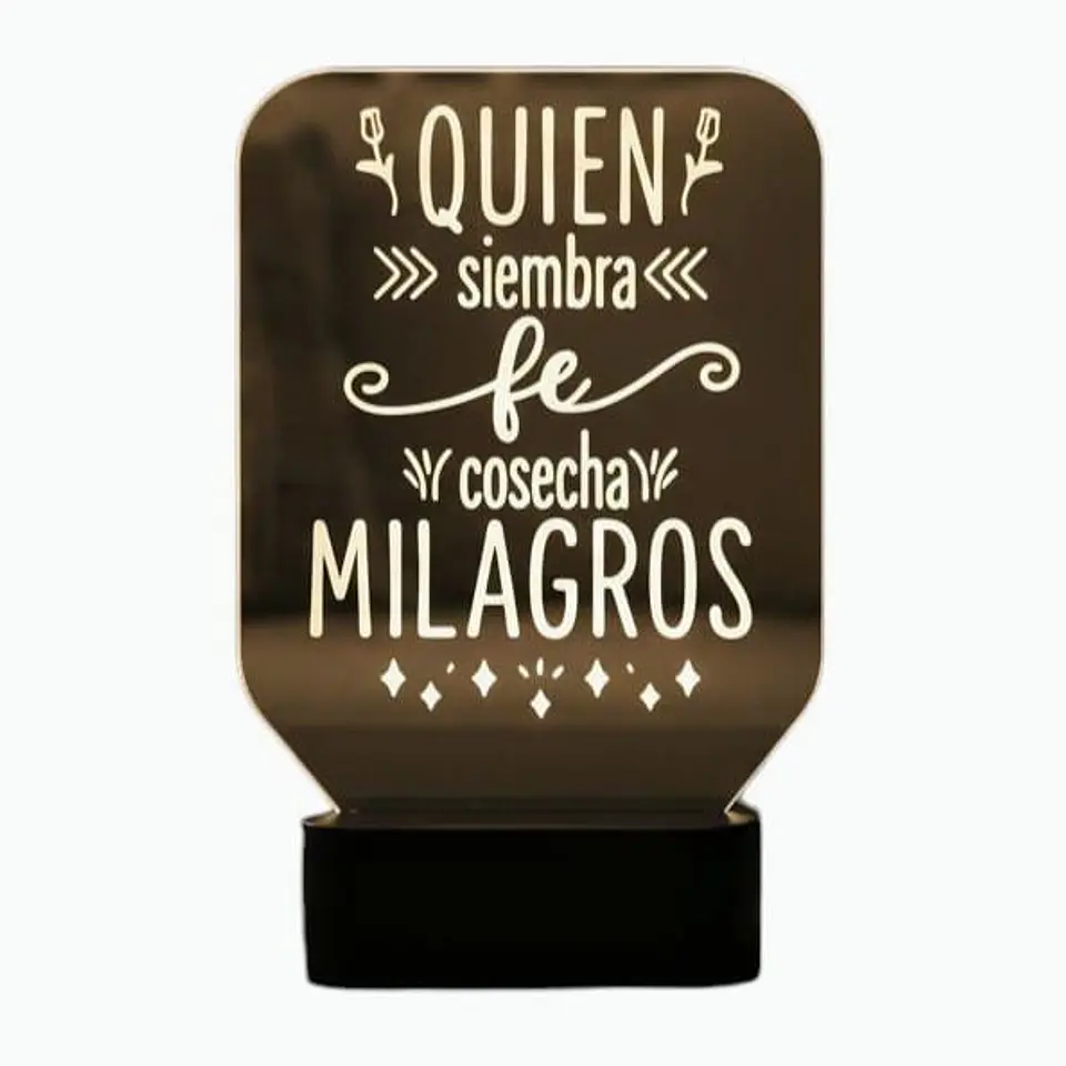 Lampara 3D Frase: Quien siembra fe 7 colores 2