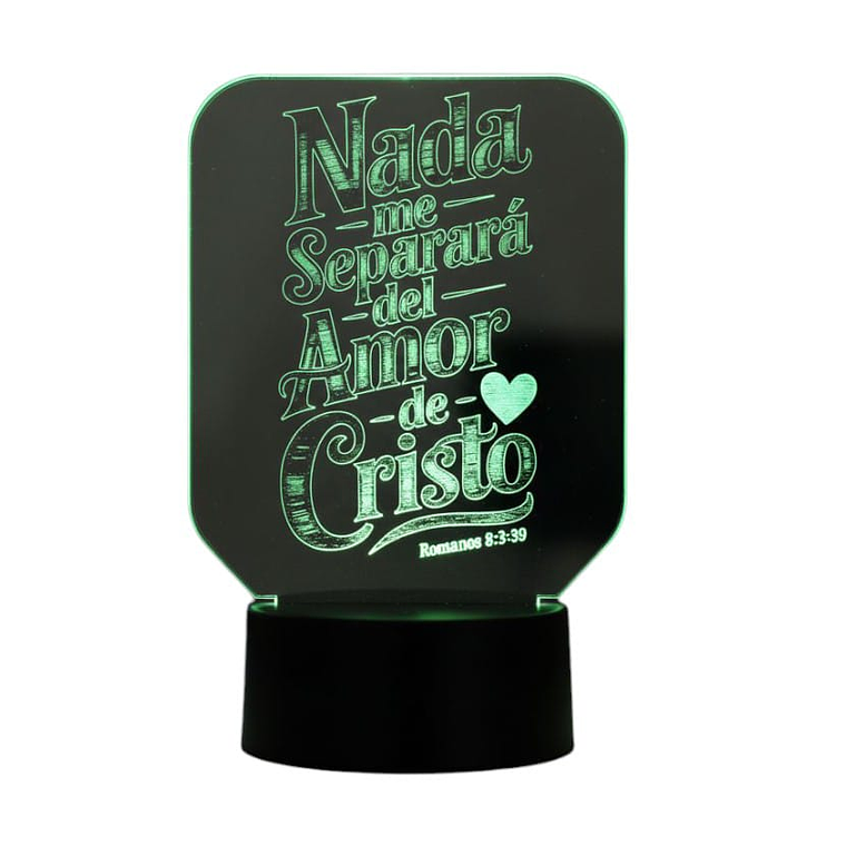 Lampara 3D Frase: Nada me separara del amor de Cristo 7 colores 3