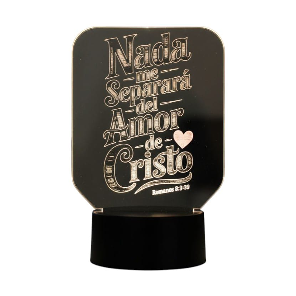 Lampara 3D Frase: Nada me separara del amor de Cristo 7 colores 2