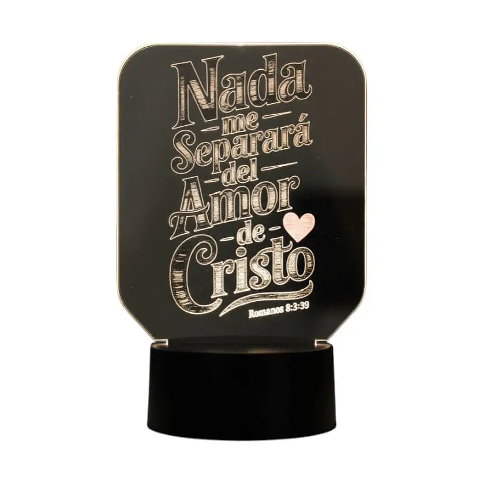 Lampara 3D Frase: Nada me separara del amor de Cristo 7 colores 2