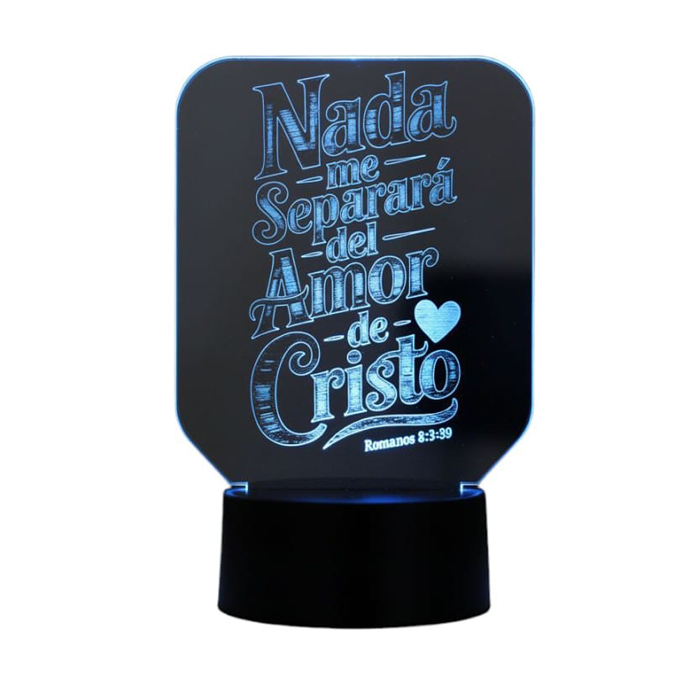 Lampara 3D Frase: Nada me separara del amor de Cristo 7 colores