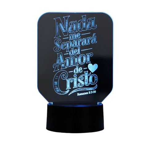 Lampara 3D Frase: Nada me separara del amor de Cristo 7 colores