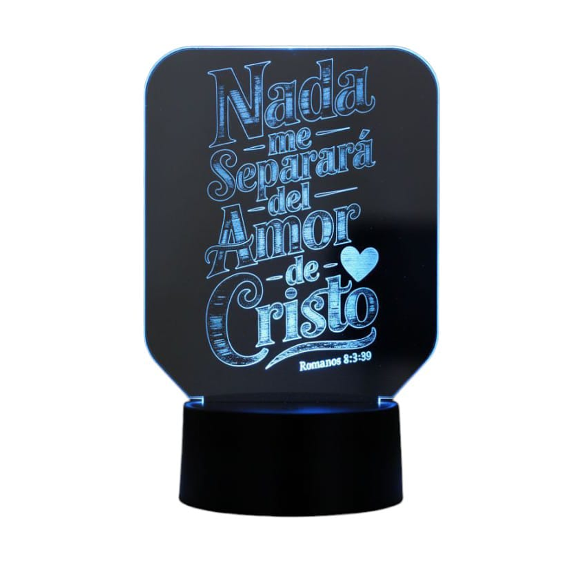 Lampara 3D Frase: Nada me separara del amor de Cristo 7 colores 1